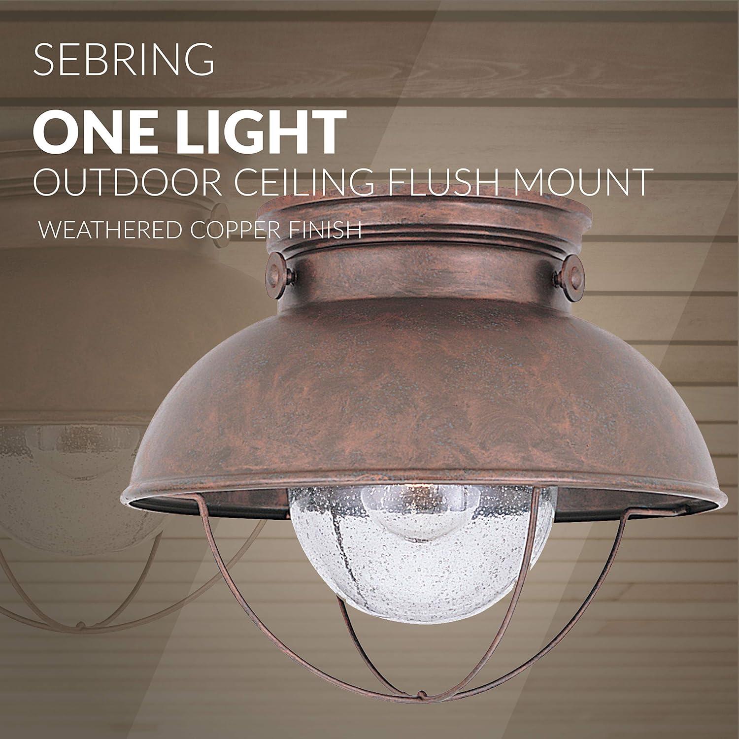 Weathered Copper Seeded Glass 11'' Outdoor Ceiling Light