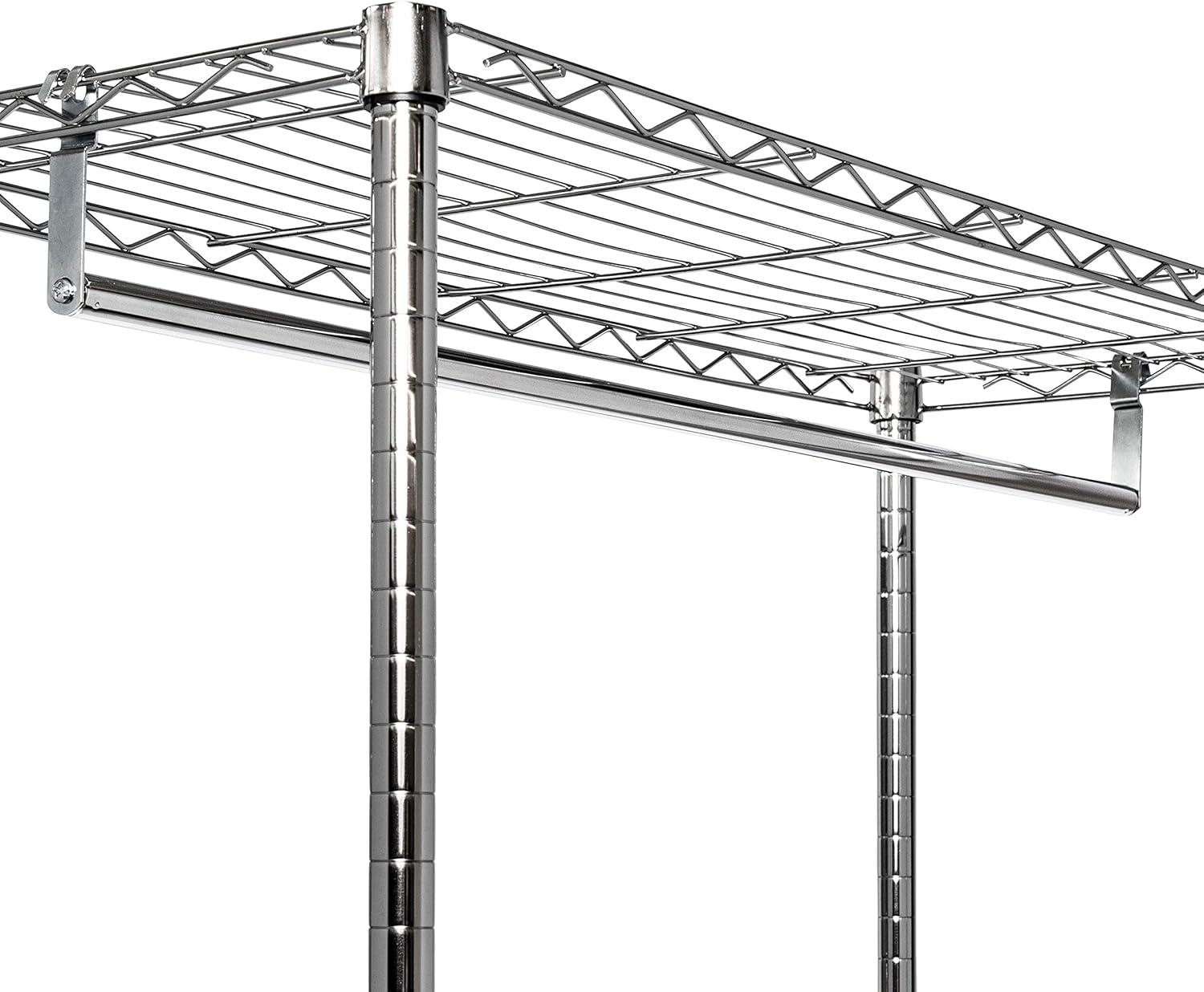 Honey-Can-Do Steel Heavy Duty 225 lbs. Capacity Rolling Clothes Rack with 2 Shelves, Chrome