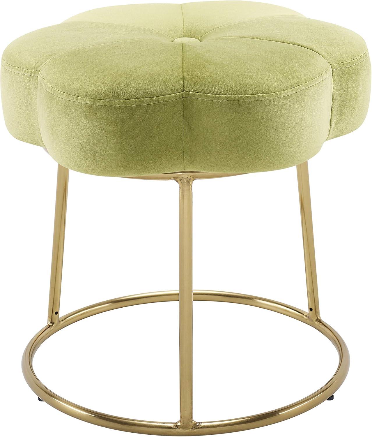 Seraphina Gold Plated Base Light Green Velvet Vanity Stool