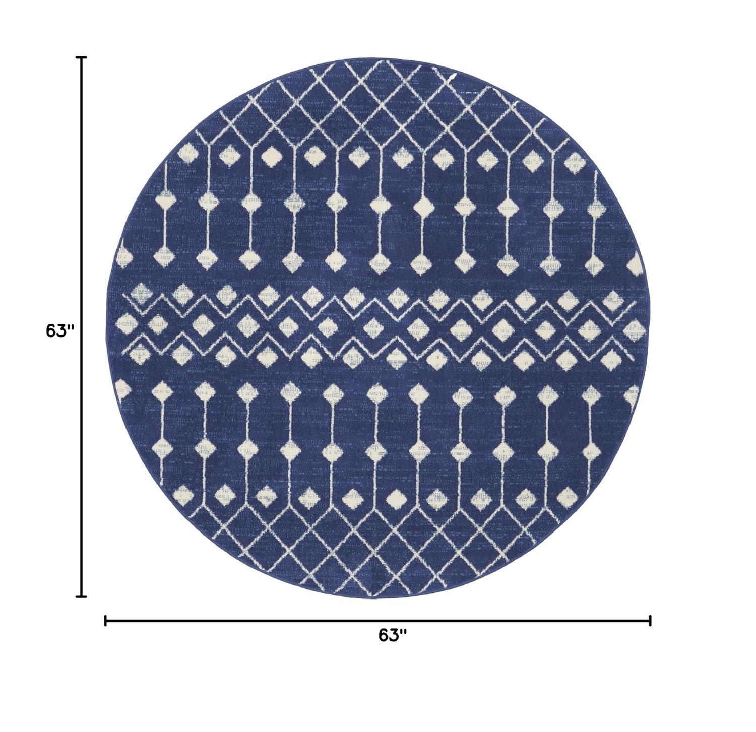 Nourison Grafix GRF37 Indoor Area Rug Navy 5'3" x ROUND