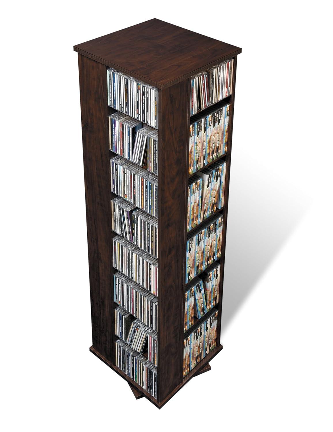 4 Sided Spinning Media Storage Black - Prepac: Holds 1040 CDs, 476 DVDs, Adjustable Shelves