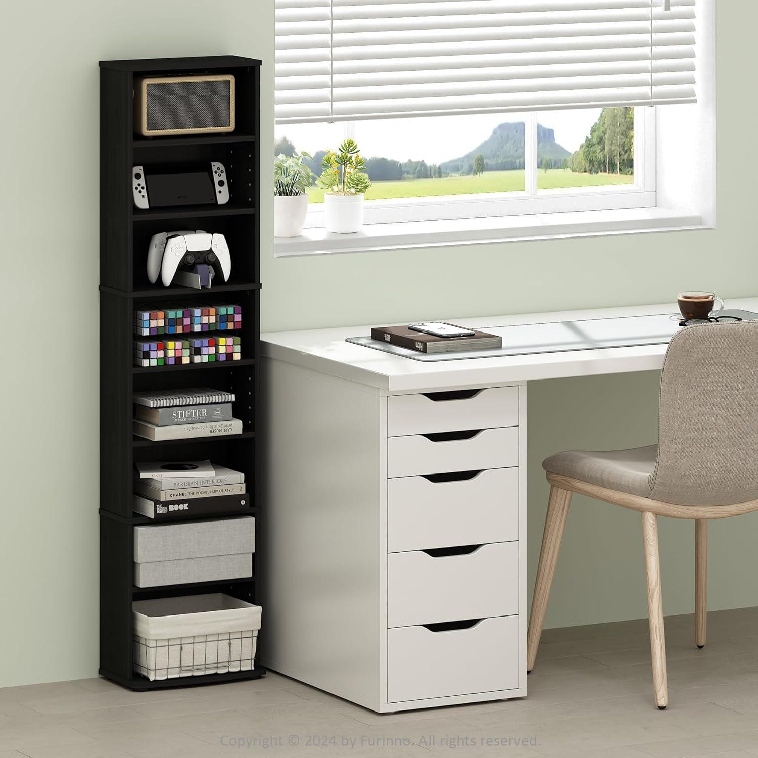 Furinno JAYA Space Saving Multimedia Storage Tower, Espresso