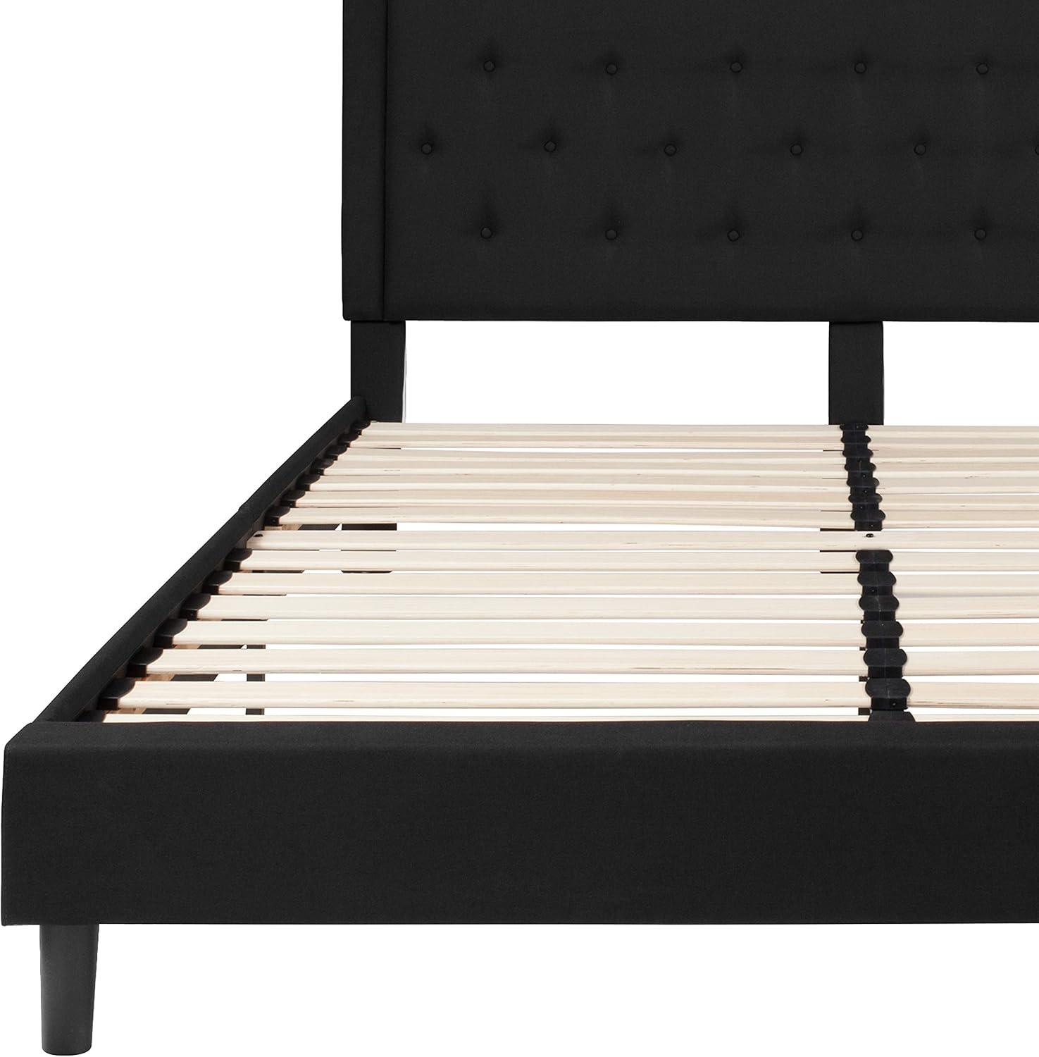 Lark Manor™ Aluino Panel Button Tufted Upholstered Platform Bed Frame - No Box Spring Required