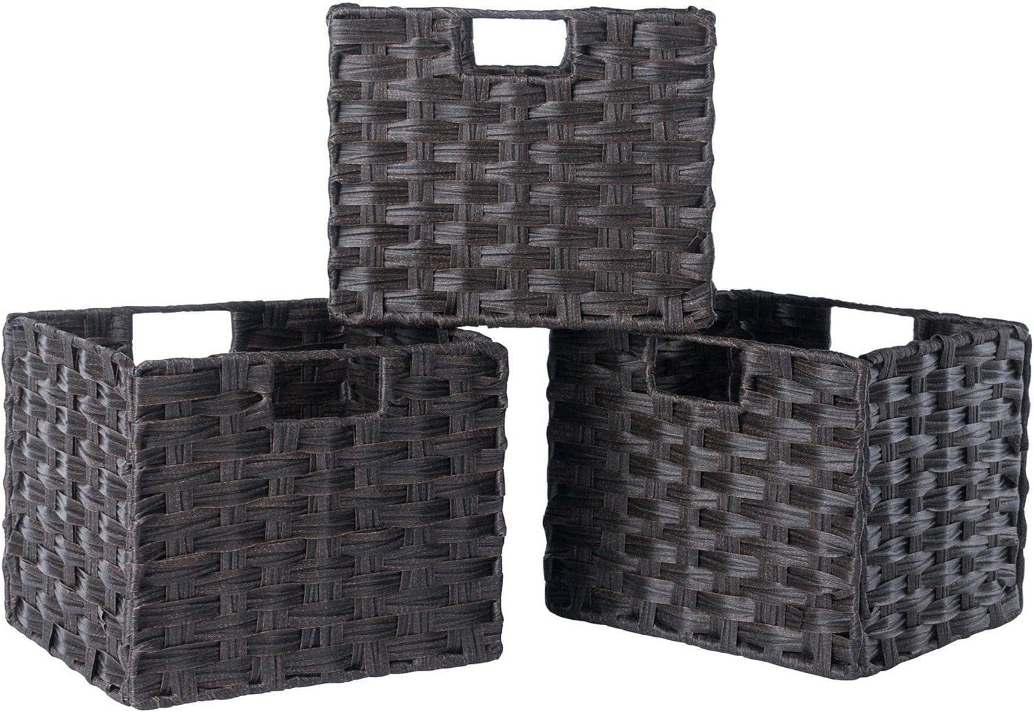 Melanie Chocolate Woven Polypropylene Foldable Basket Set