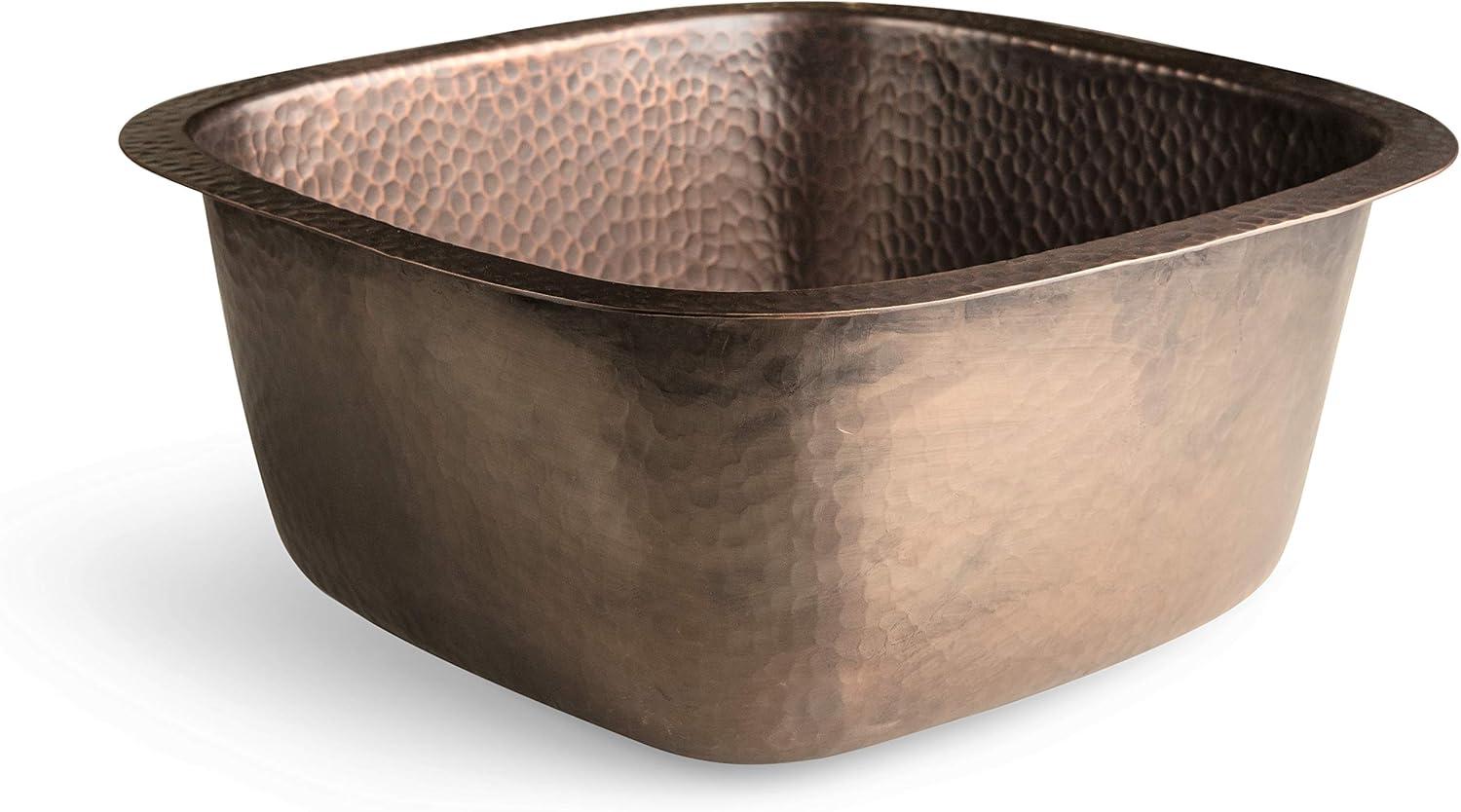 Pure Copper Hand Hammered Atlas Dual Mount Single Bowl Bar Prep Sink 15"