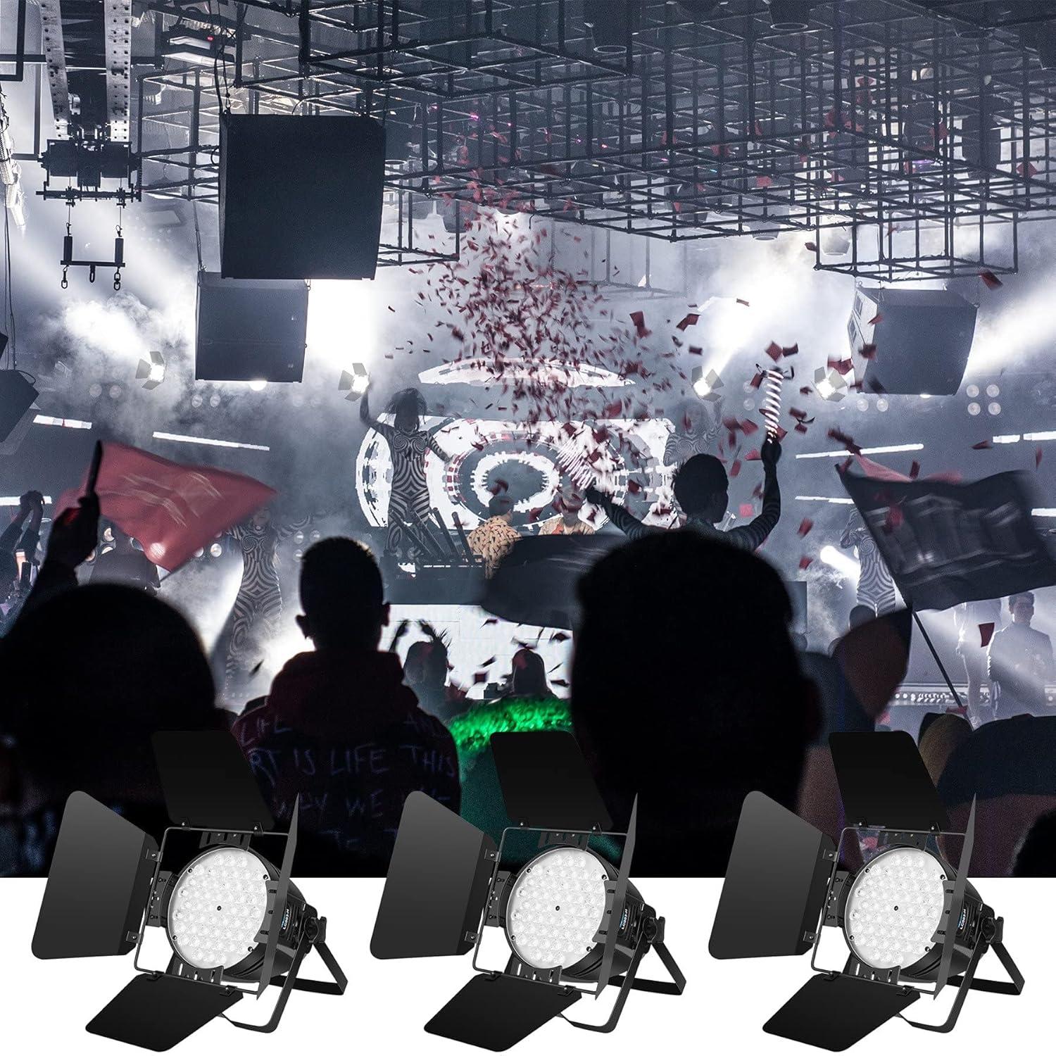 Strobe Light dj Stage Lights-BETOPPER 54 * 2W COB LED Super Bright DMX DJ Lights with Barndoors White/Off White Lighting 5000 Lumens for Theater,Photostudio,Home Decoration,Party,Church Event,Wedding