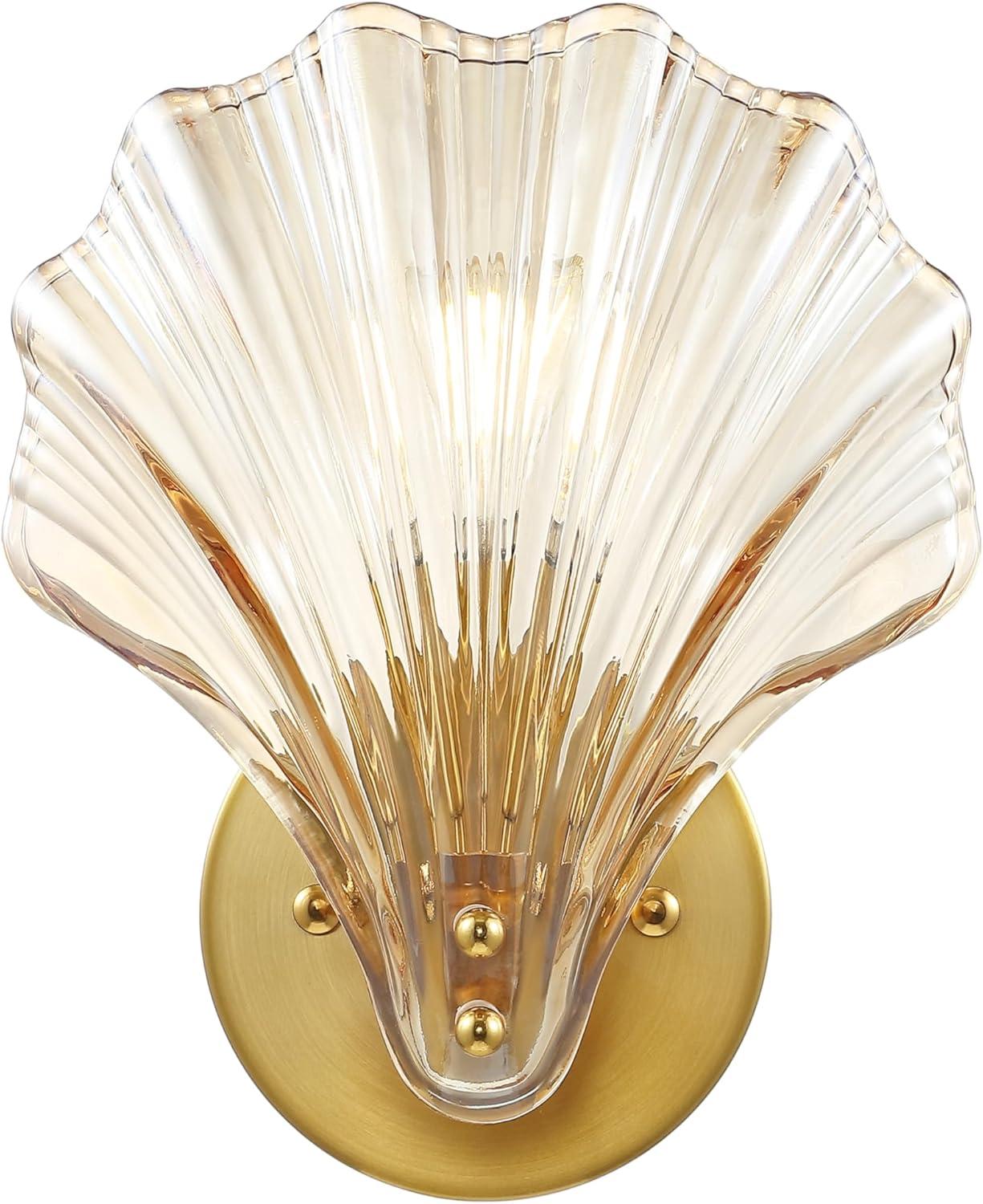 Sirena 5.5" Wall Sconce (Set of 2) - SCN4087 - Amber/Brass - Safavieh