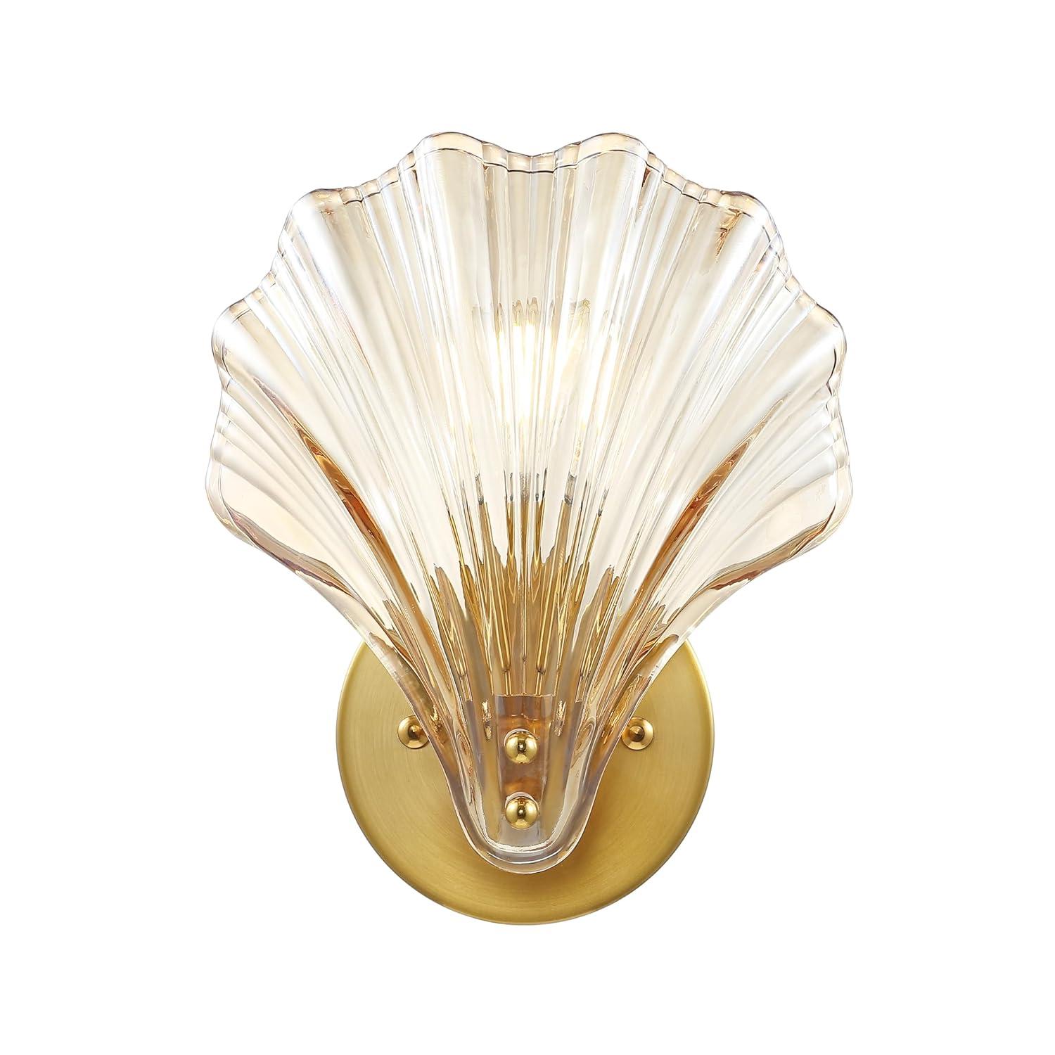 Sirena 5.5" Wall Sconce (Set of 2) - SCN4087 - Amber/Brass - Safavieh