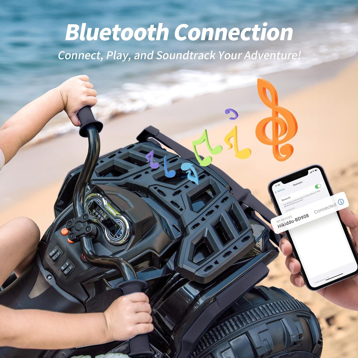 Outfunny Shark Kids ATV 4-Wheeler, 24 Volt 4WD Ride on Toy for Big Kid w/Bluetooth, 4x200W Motor, 5.6Mph Max Speed