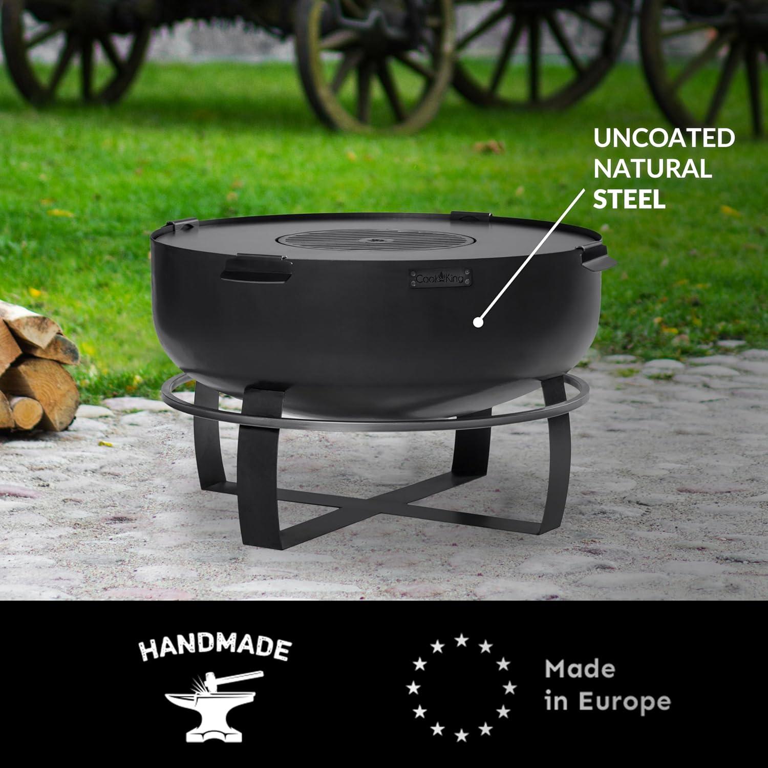 Viking 32" Black Steel Free-Standing Fire Pit with Grill Plate