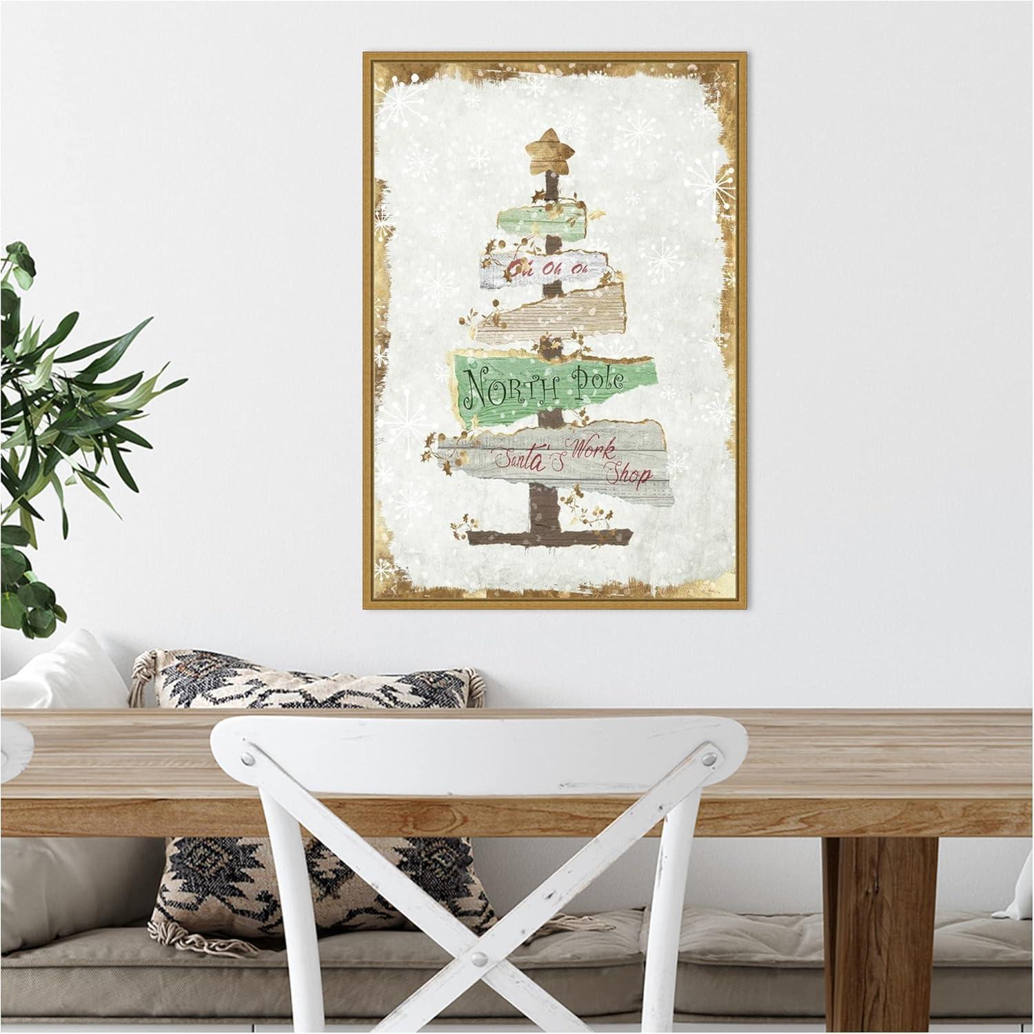 Golden Christmas Tree Canvas Print with Motivational Quote