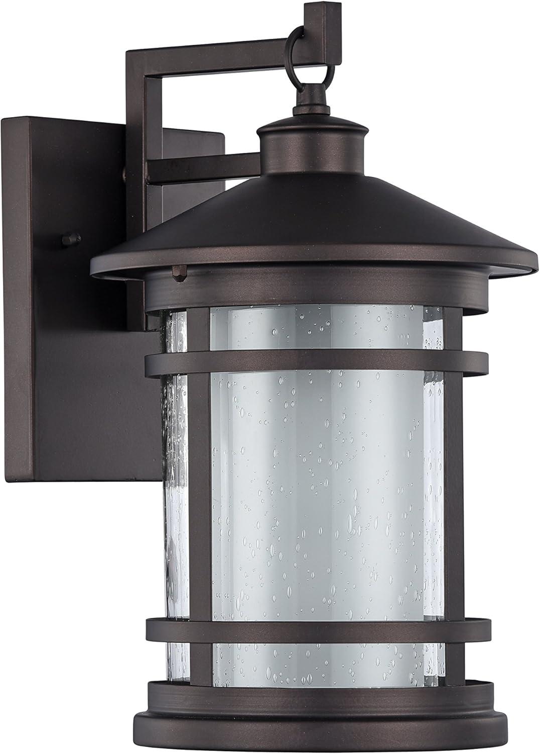 Transitional Etched Glass & Oil-Rubbed Bronze Outdoor Sconce, 14" Height