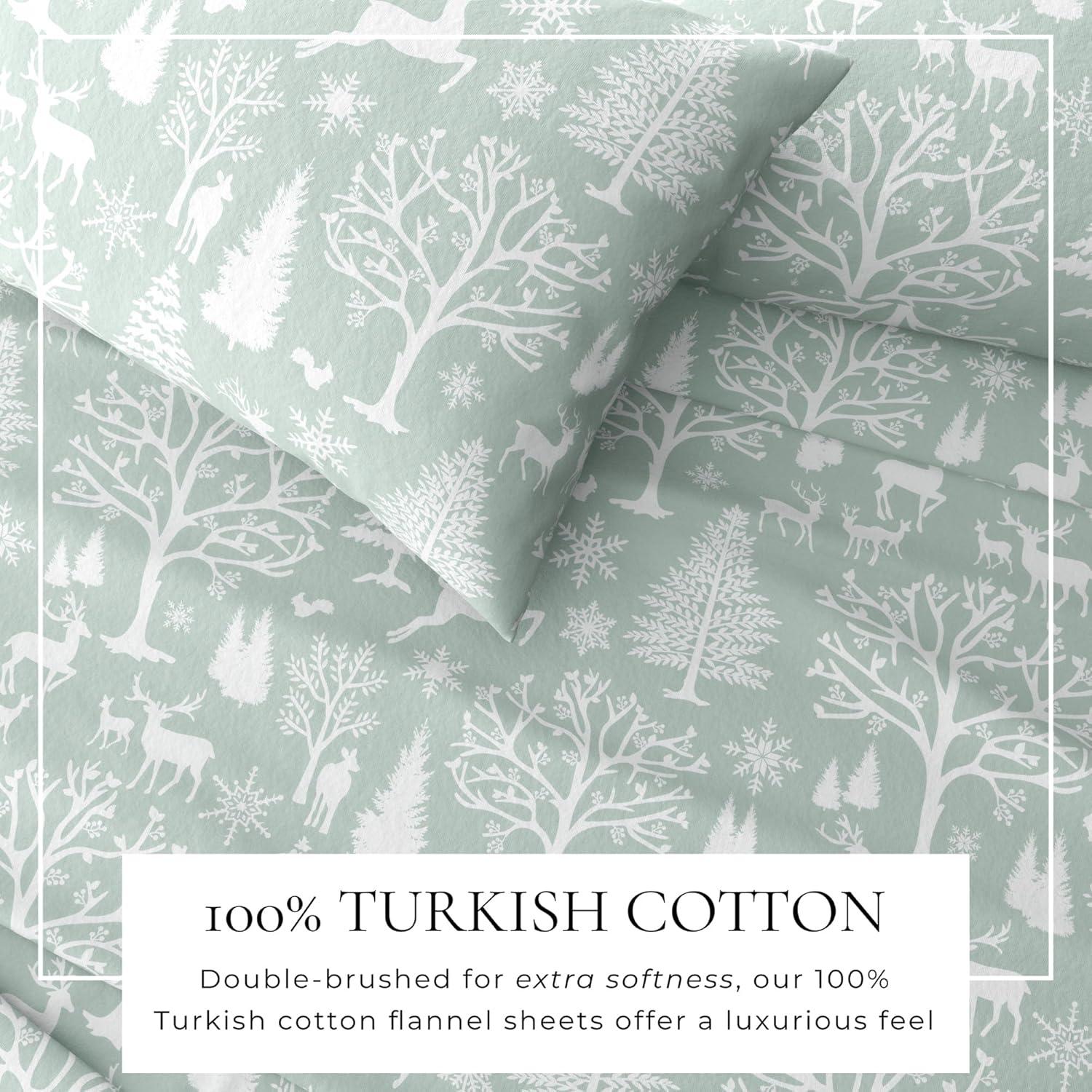 FreshFolds 100% Turkish Cotton Holiday Printed Flannel Sheet Set