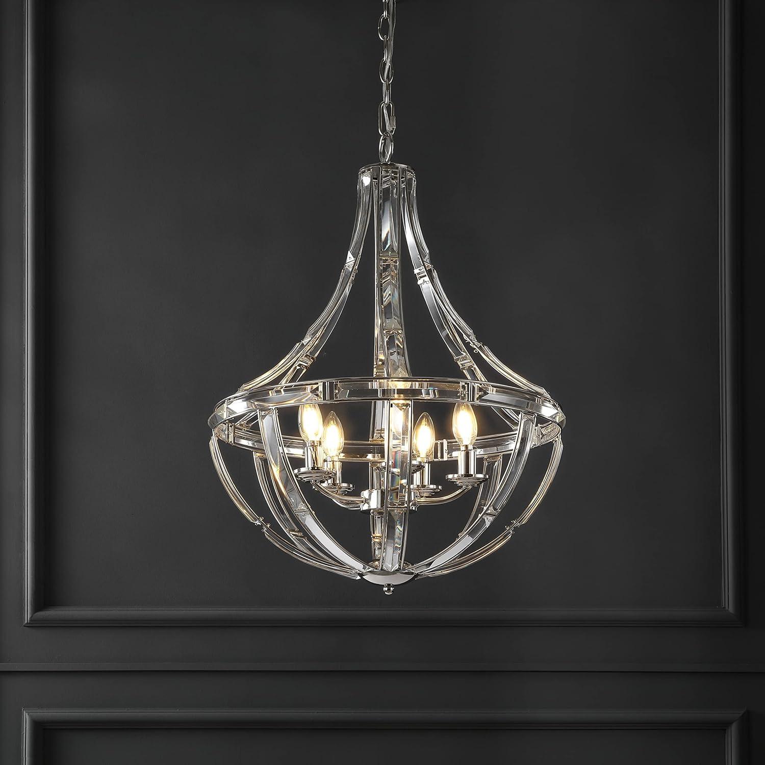 Amira Contemporary Crystal Empire Chandelier in Chrome Finish