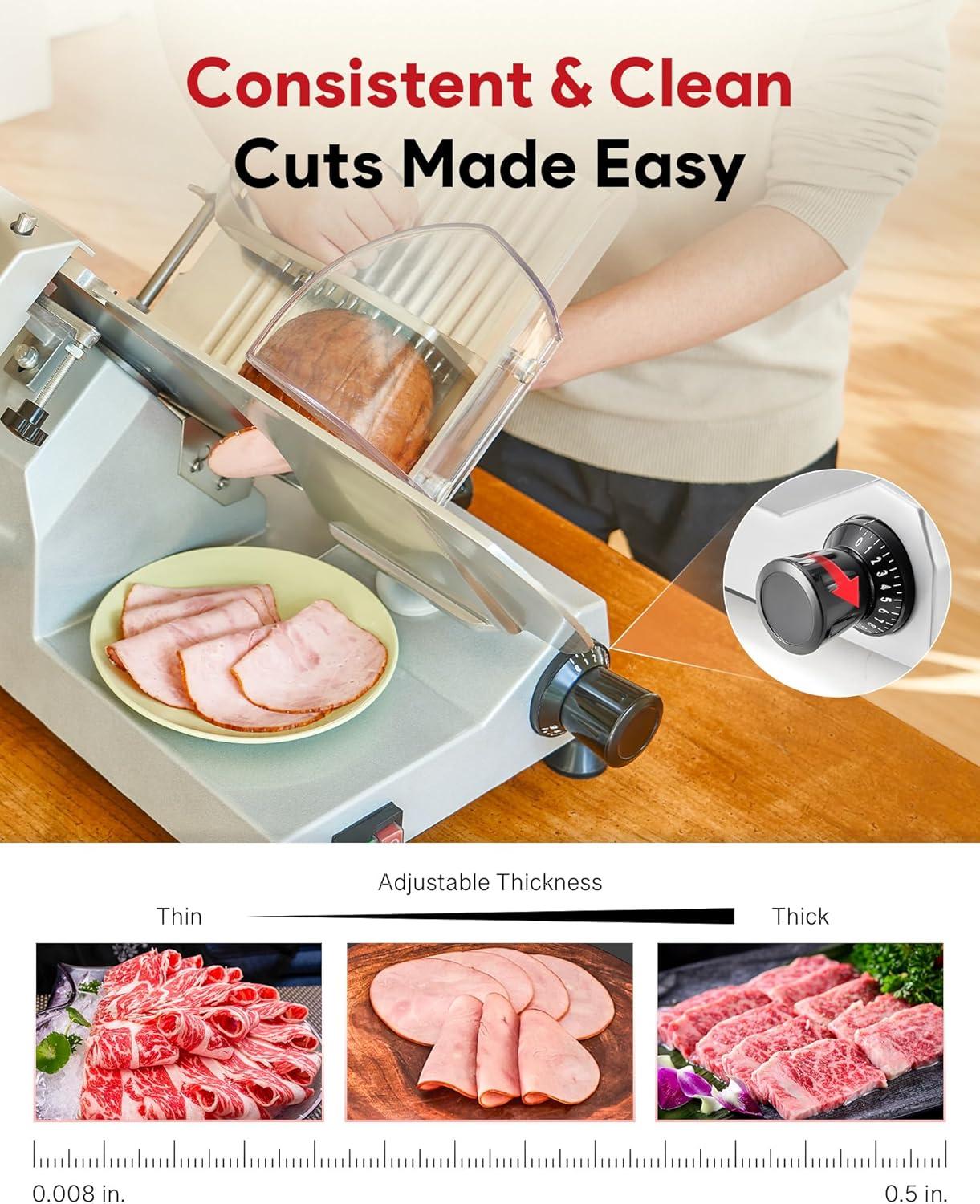 Wilprep Commercial Meat Slicer for Home 150W Electric Deli Food Slicer with 10" Blade