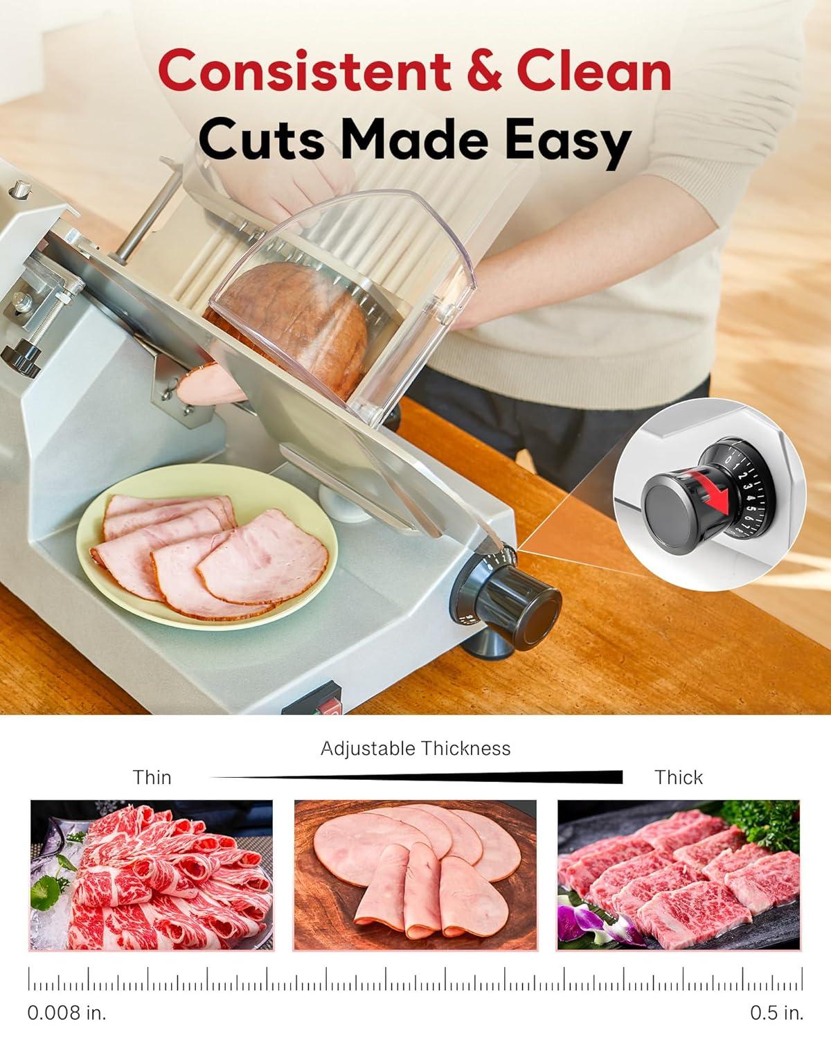 Wilprep Commercial Meat Slicer for Home 150W Electric Deli Food Slicer with 10" Blade