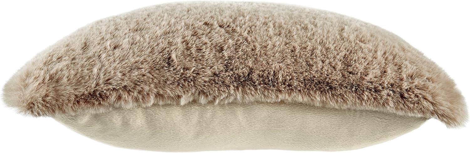 Light Brown Faux Rabbit Fur Square Accent Pillow, 20 x 20 Inches