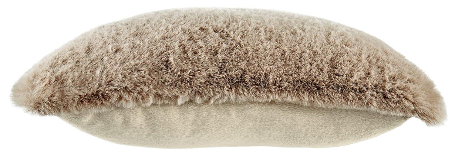 Light Brown Faux Rabbit Fur Square Accent Pillow, 20 x 20 Inches