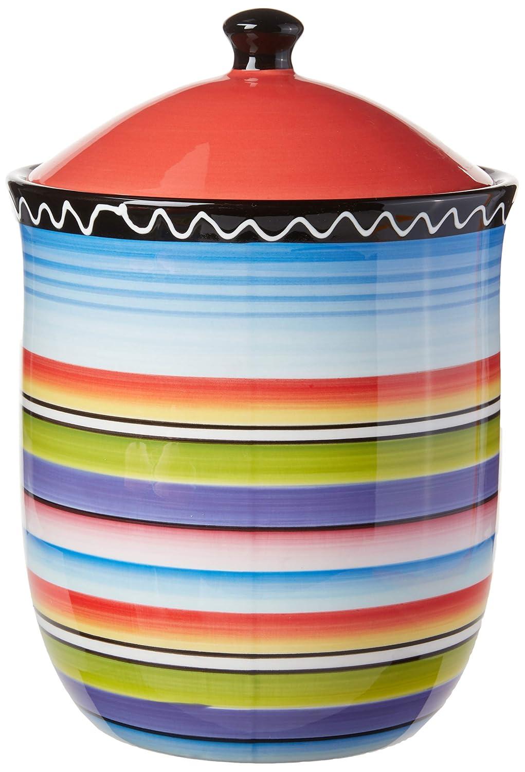 Tequila Sunrise Multi-Colored Glazed Earthenware Canister Set (3-Piece)