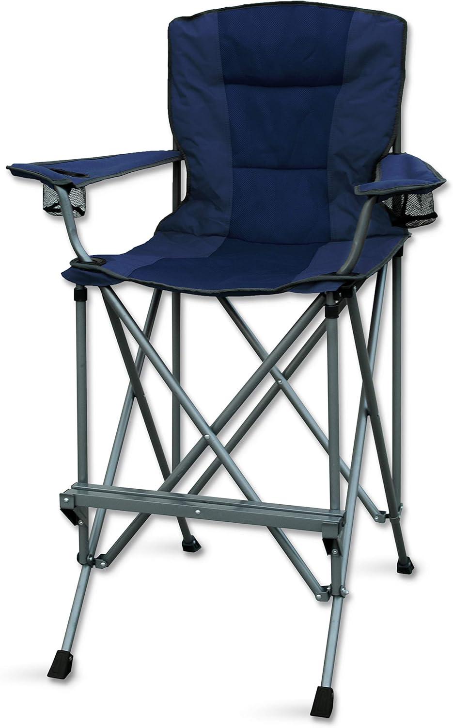 Extra Tall Blue Mesh Camping Chair with Alloy Steel Frame