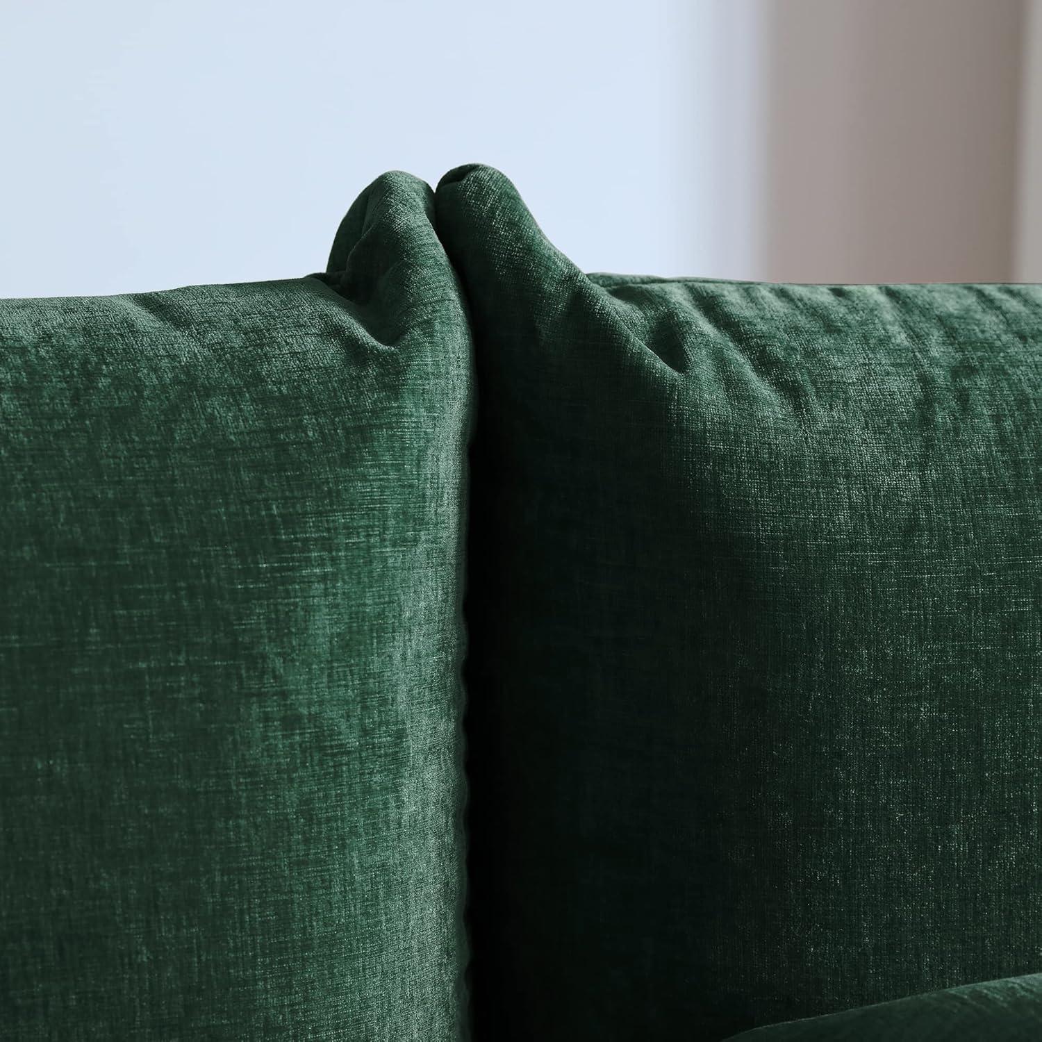 JACH Mid-Century Modern Comfy Couch, Chenille Sectional Sofa Modular Couches with Thick Cushion, 3 Seater 103" Plush Sofas Furniture for Living Room Bedroom Office Apartment, Green