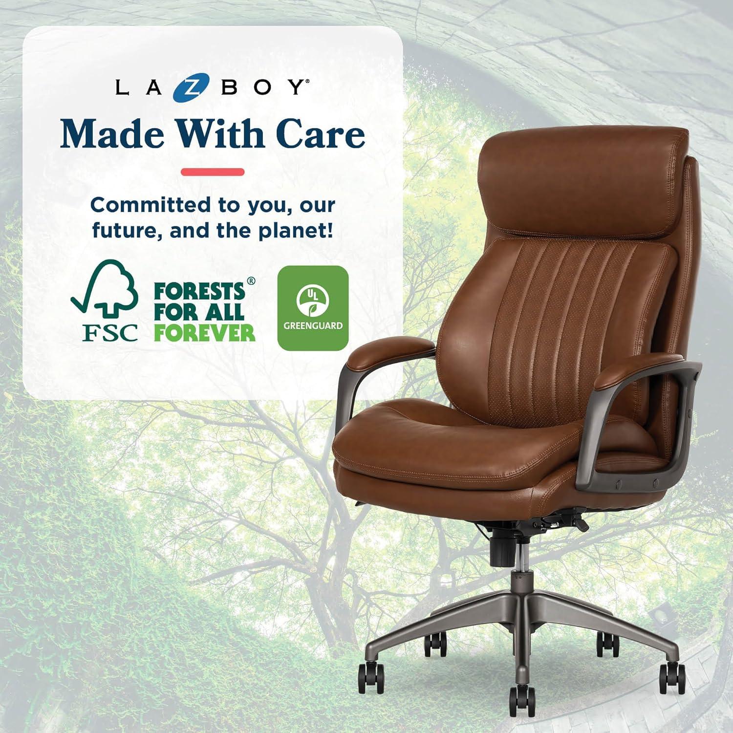 La-Z-Boy La-Z-Boy® Nova Executive Office Chair, Patented AIR Ergonomic Support Technology®, High-Back Premium Comfort & Support, Vegan PU Leather