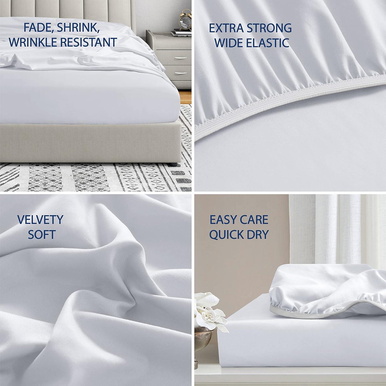 Swift Home 1800 Series 16 Inch Deep Microfiber Fitted Sheet