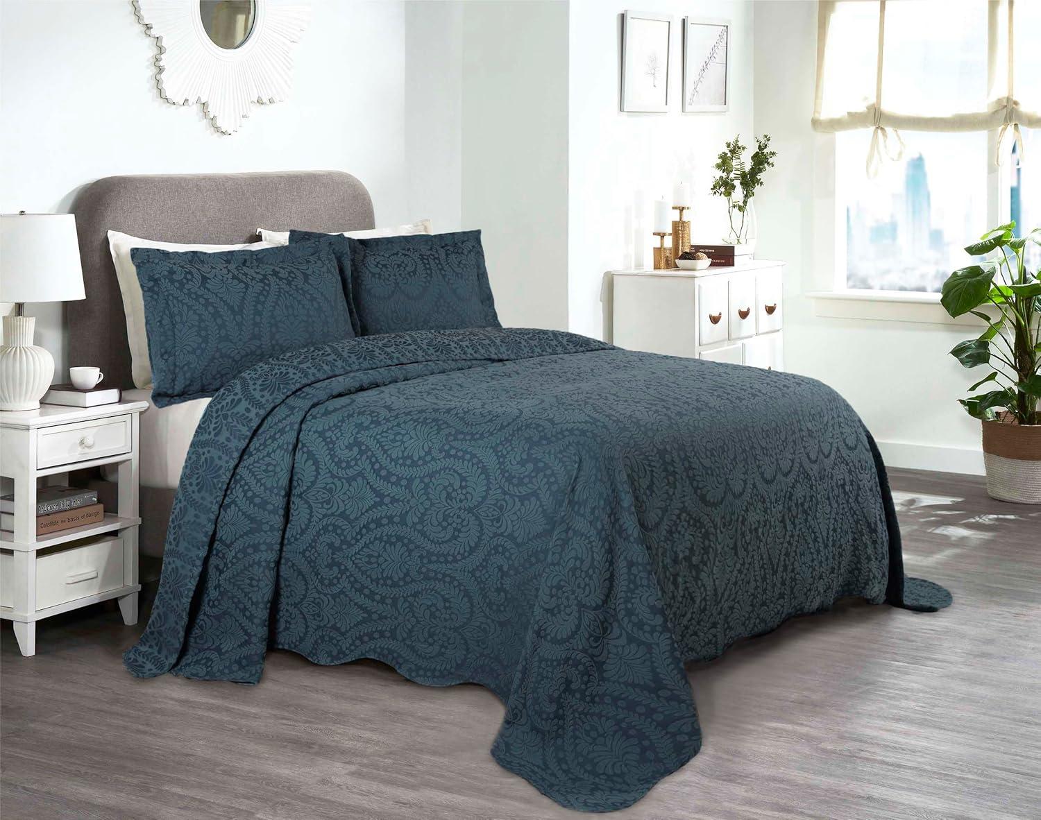 Superior Aspen Floral Scalloped Edge Cotton Blend Coverlet / Bedspread Set