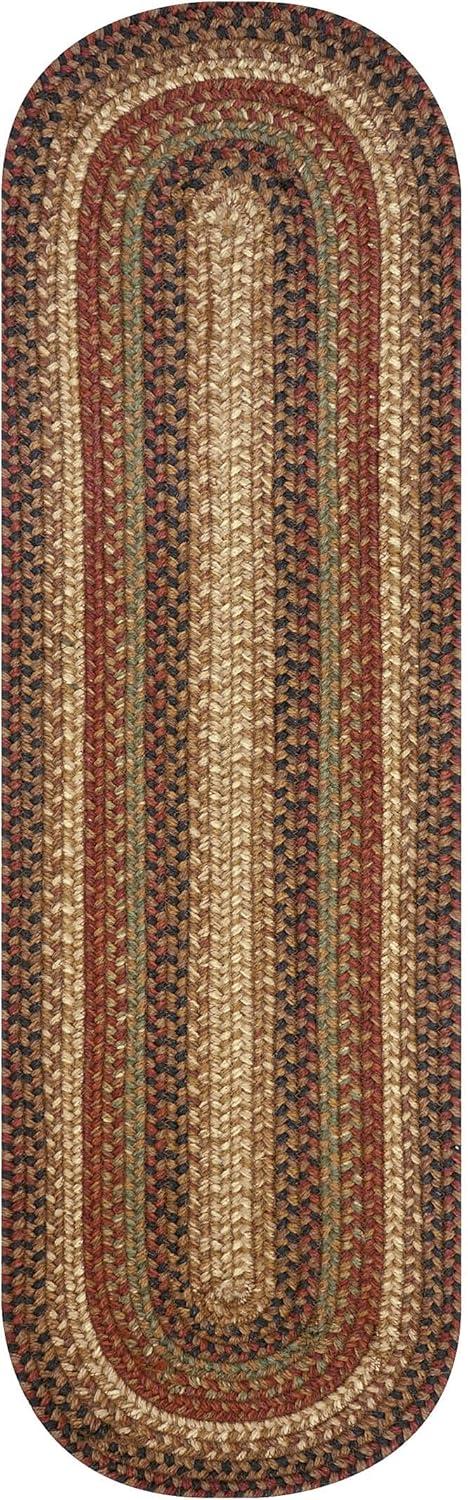 Homespice - Gingerbread Long Country Table Runner, a Perfect Jute Braided Runner to Use as a Dinner Table Runner - Blend of Red, Brown, Green, and Cream - Handmade Textured Table Runner, 11x36 Inches