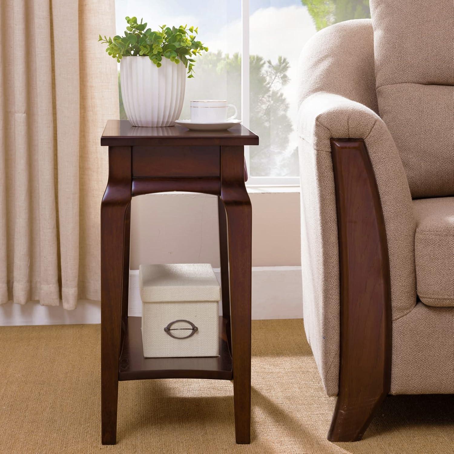Leick Home Stratus Narrow Chairside Table in Heartwood Cherry