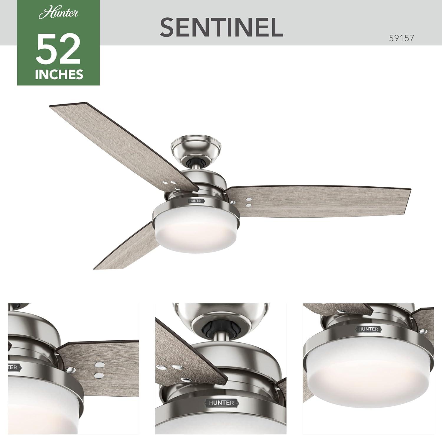 52" Sentinel Ceiling Fan with Remote (Includes Energy Efficient Light) - Hunter