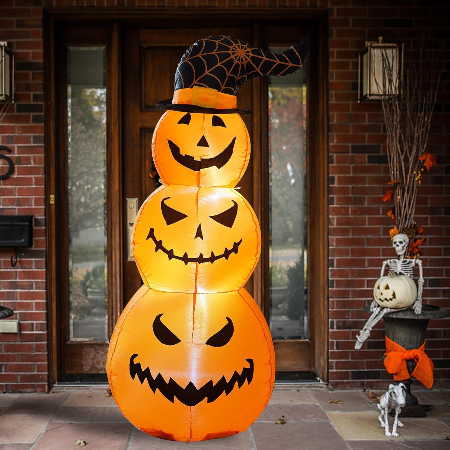 5 FT Halloween Inflatable Stacked Pumpkins with LED Lights