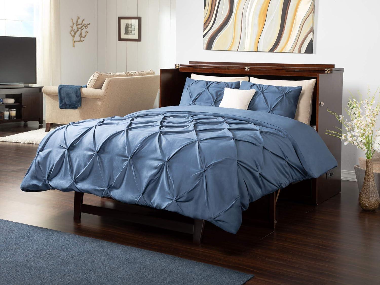 Queen Deerfield Murphy Bed Chest with Charging Station Walnut - AFI: Space-Saving Design, No Box Spring Needed