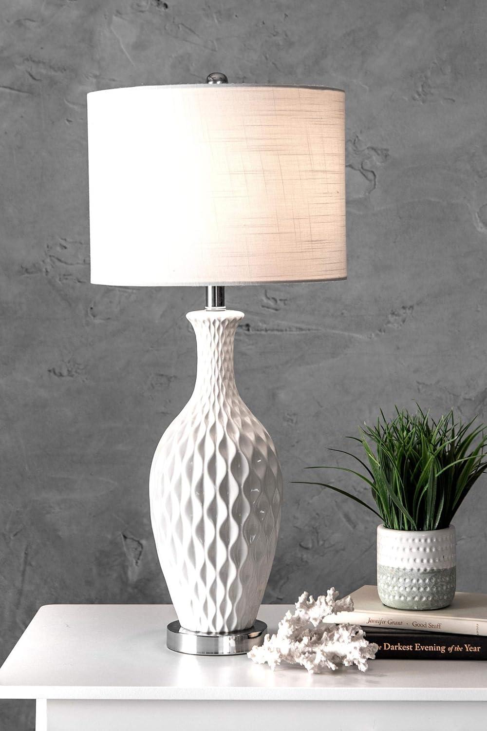 Ivory Ceramic 28" Table Lamp with Linen Shade