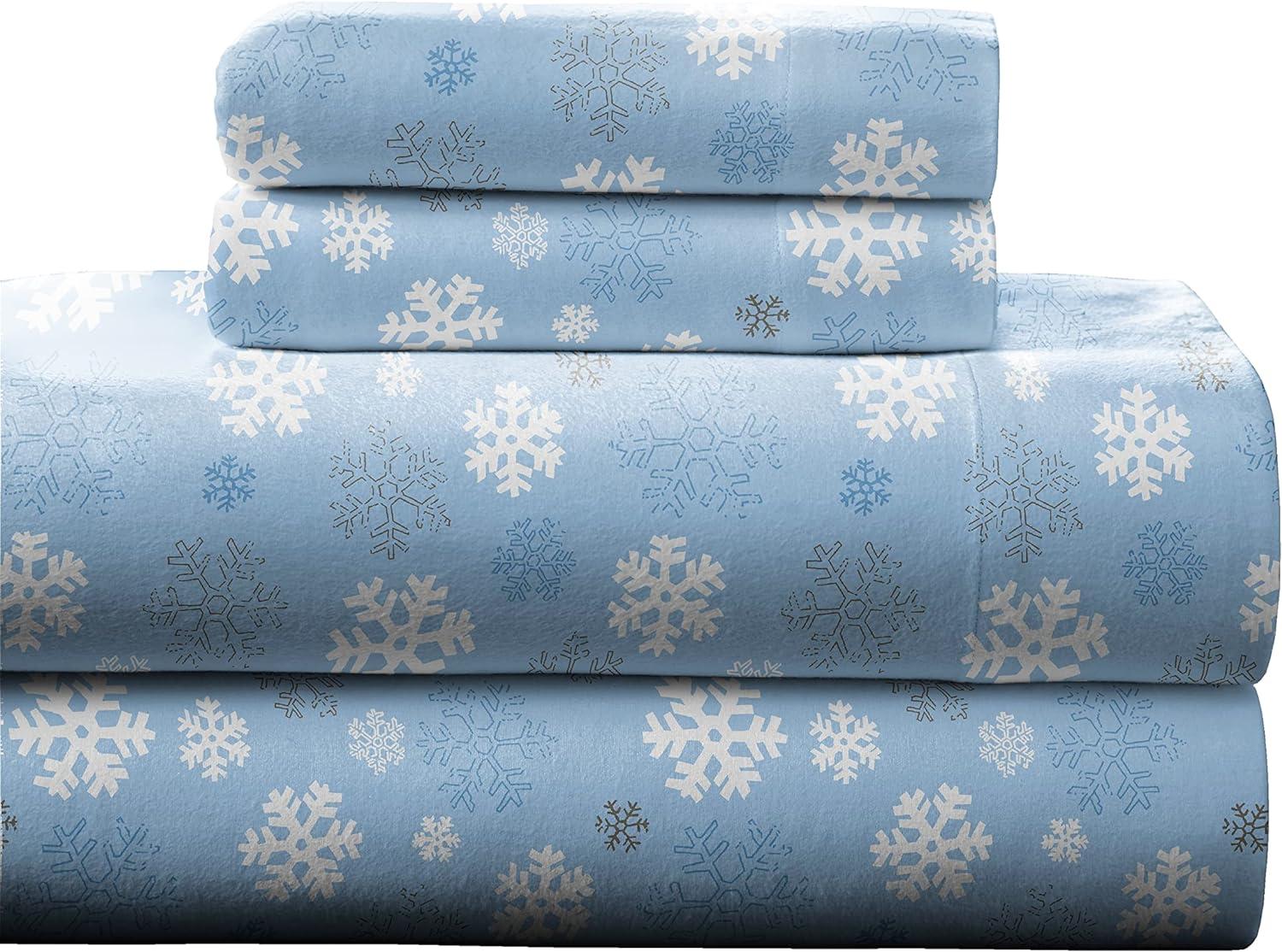 Pointehaven Heavy Weight 100% Cotton Printed or Solid 170 GSM Flannel Sheet Set