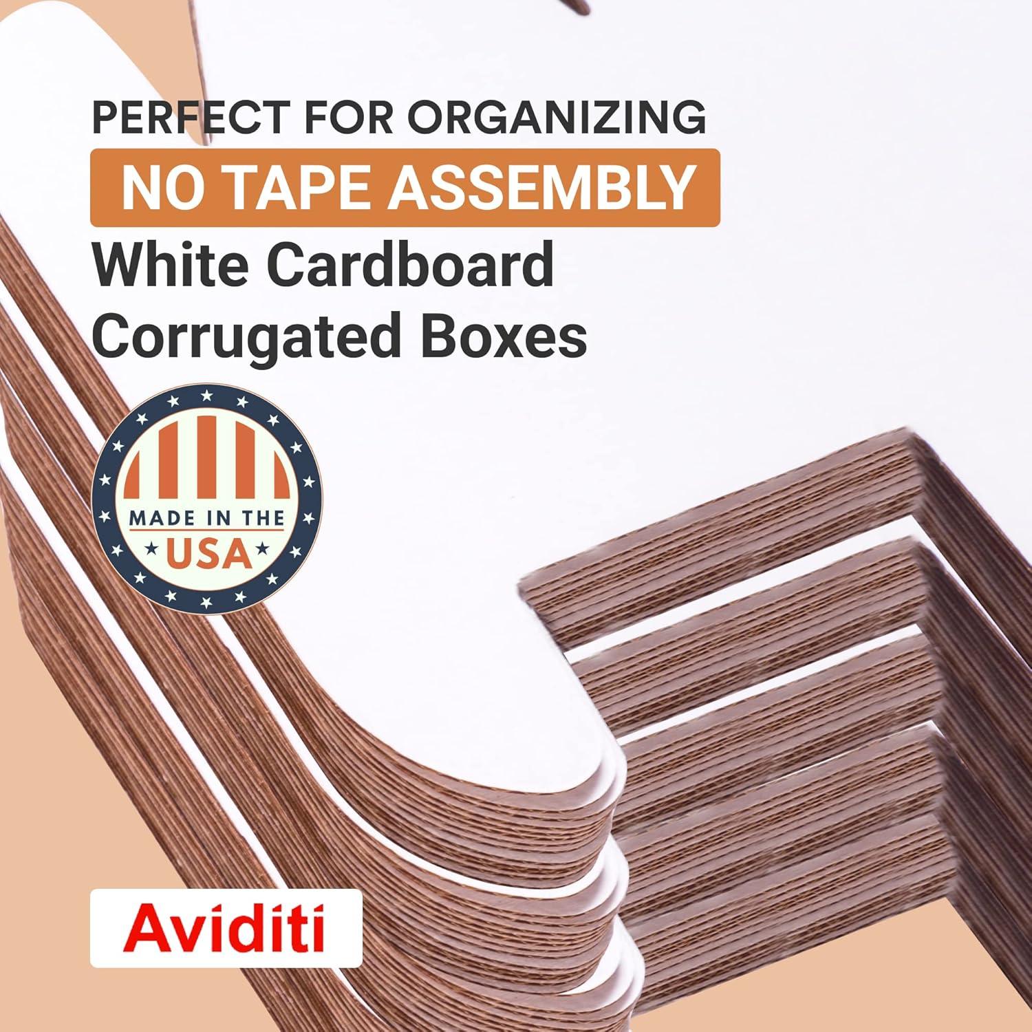 White Corrugated Cardboard Storage Bin 8" x 18" x 4.5" 50-Pack