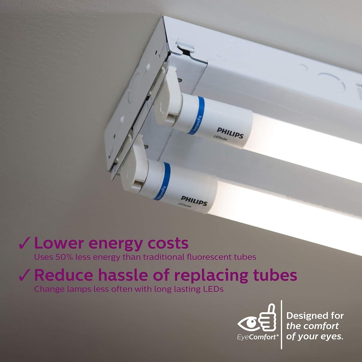 54-Watt Equivalent 46 in. Linear T5 Type A InstantFit LED Tube Light Bulb Daylight (5000K) (10-Pack)