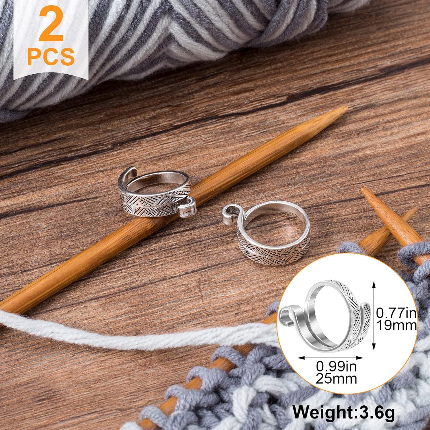 Adjustable Silver Metal Knitting Crochet Loop Rings