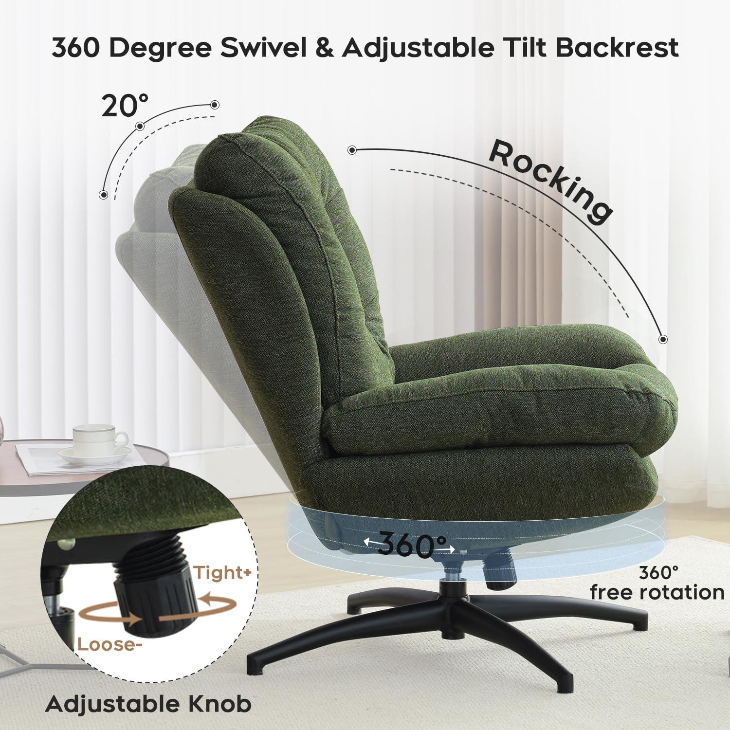 Othniel Green Swivel Accent Chair with Ottoman Rocker Glider Chairs Ottoman Footrest Set