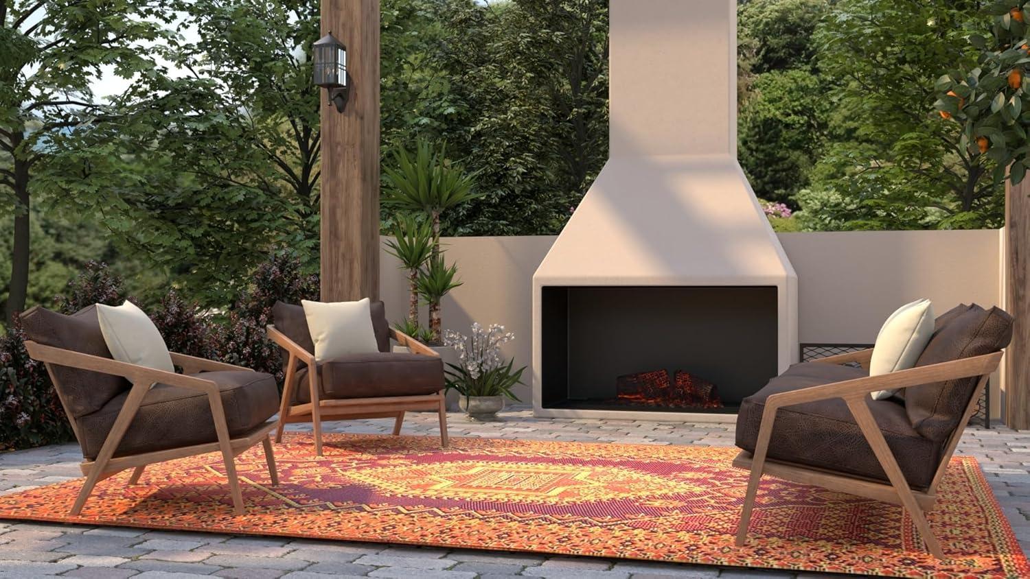 Mad Mats Oriental Turkish Polypropylene Rug Reversible Rust Outdoor, UV Resistant, 100% Recycled Material