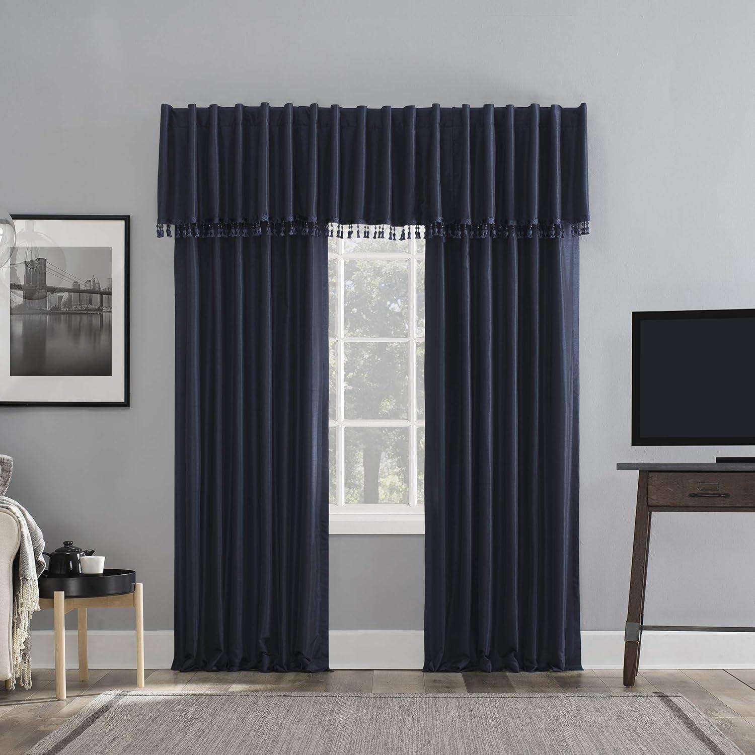 Faux Dupioni Silk Thermal Extreme 100% Blackout Back Tab Curtain Panel