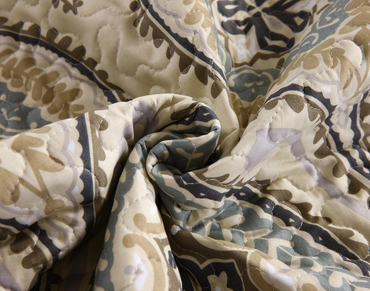 MarCielo 3 Piezas Edredón Ligero Rey, Edredón Impreso, Edredón Conjunto Ropa de Cama Manta Manta Coverlet Ligero Colcha Conjunto, Amarillo + Gris Oscuro, Tamaño King, Joni