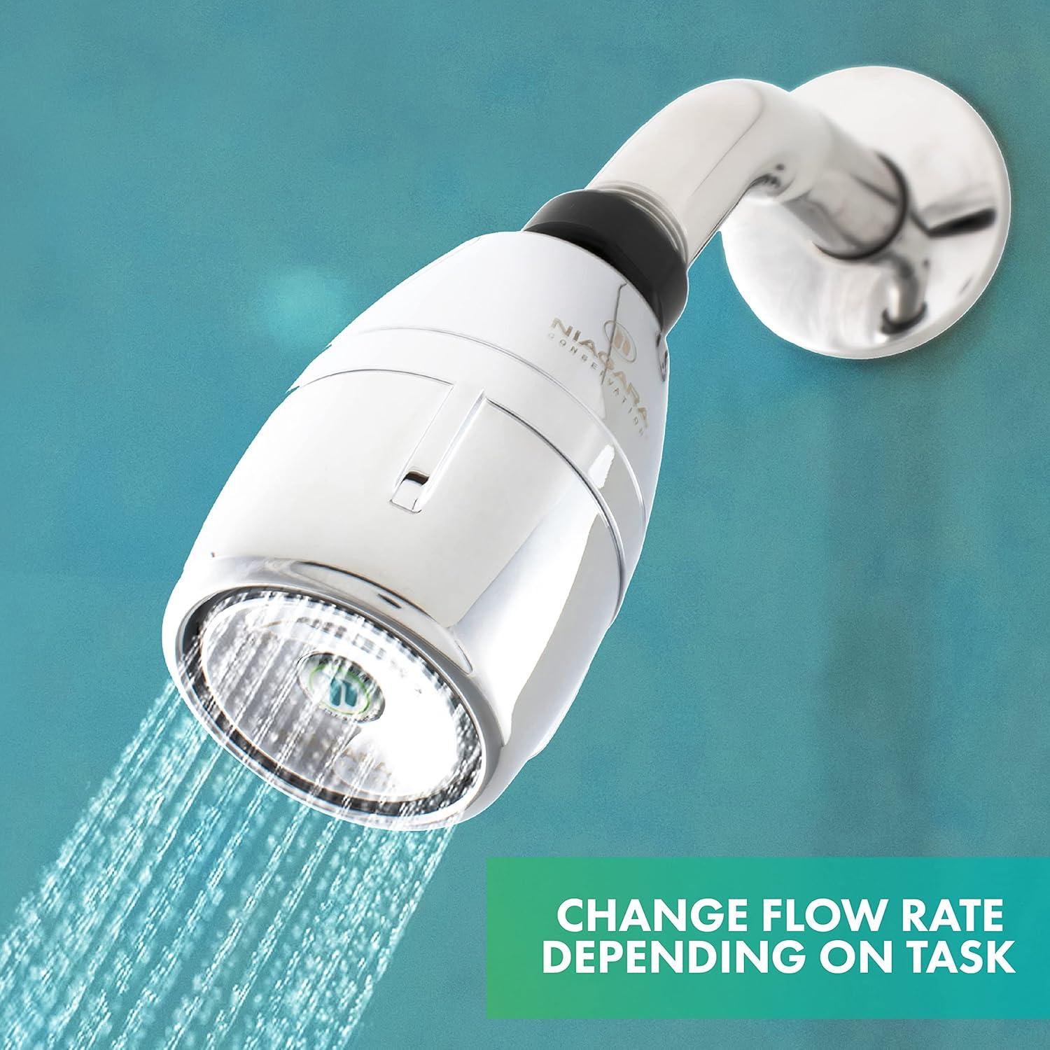 Niagara Conservation N2610CH Bi-Max 1-Spray with 1.0-1.5 GPM 2.125-in. Wall Mount Adjustable Fixed Shower Head in Chrome, 1-Pack | Bathroom Shower Head Sprayer with Pressure Compensation