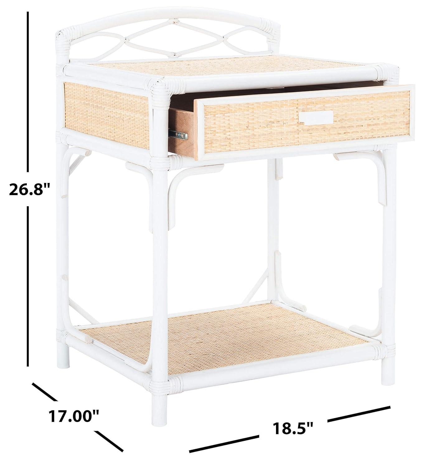 Roya 1 Drawer 1 Shelf Nightstand - NST4005 - White/Natural - Safavieh