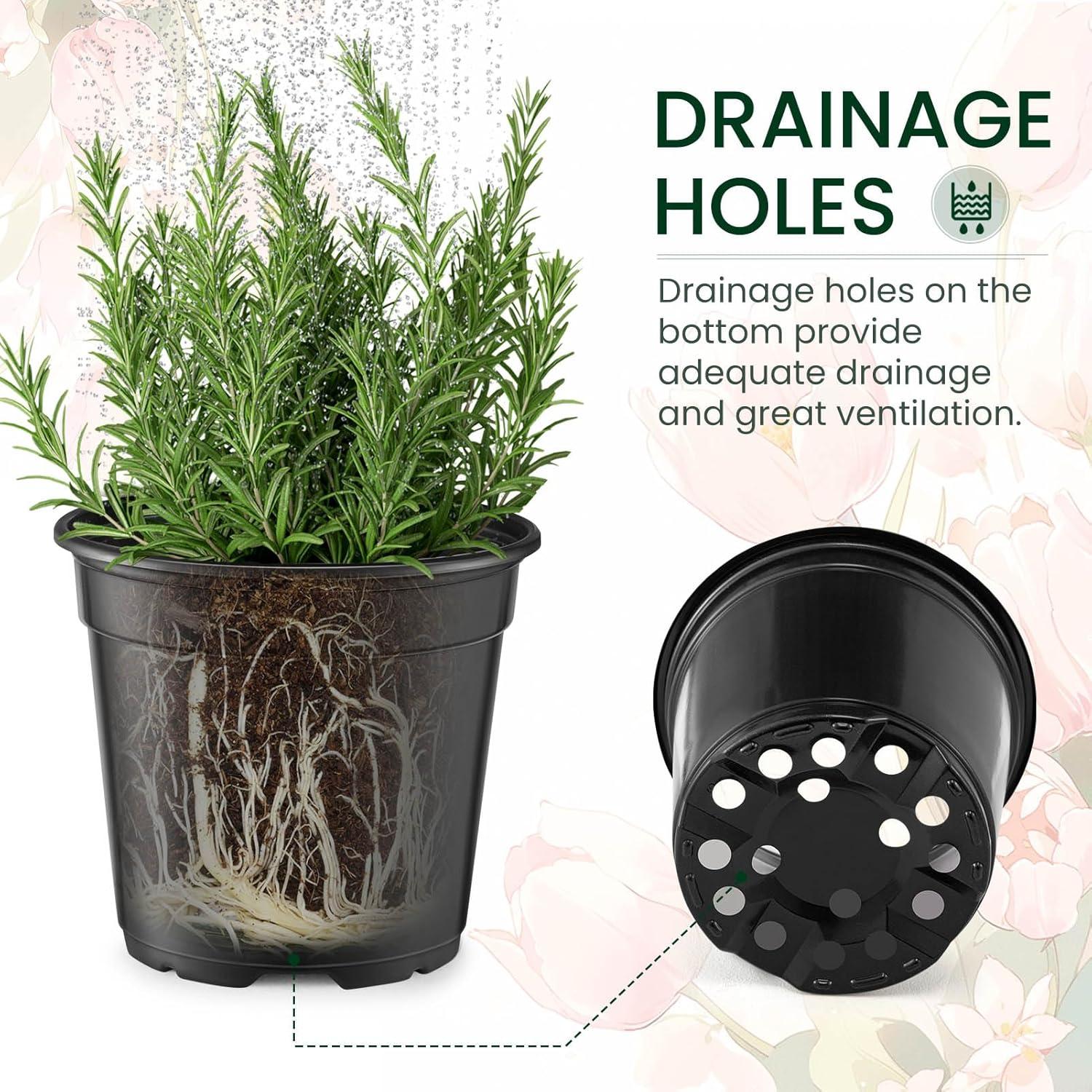 GROWNEER Nursery Pots with Drainage Holes Pack of 24 Pcs 3.5/4.5/5.5/6.5 Inch and Plant Label Flexible Seedling Pots Seed Starting Planter for Indoor Outdoor Flowers Succulents Cactus