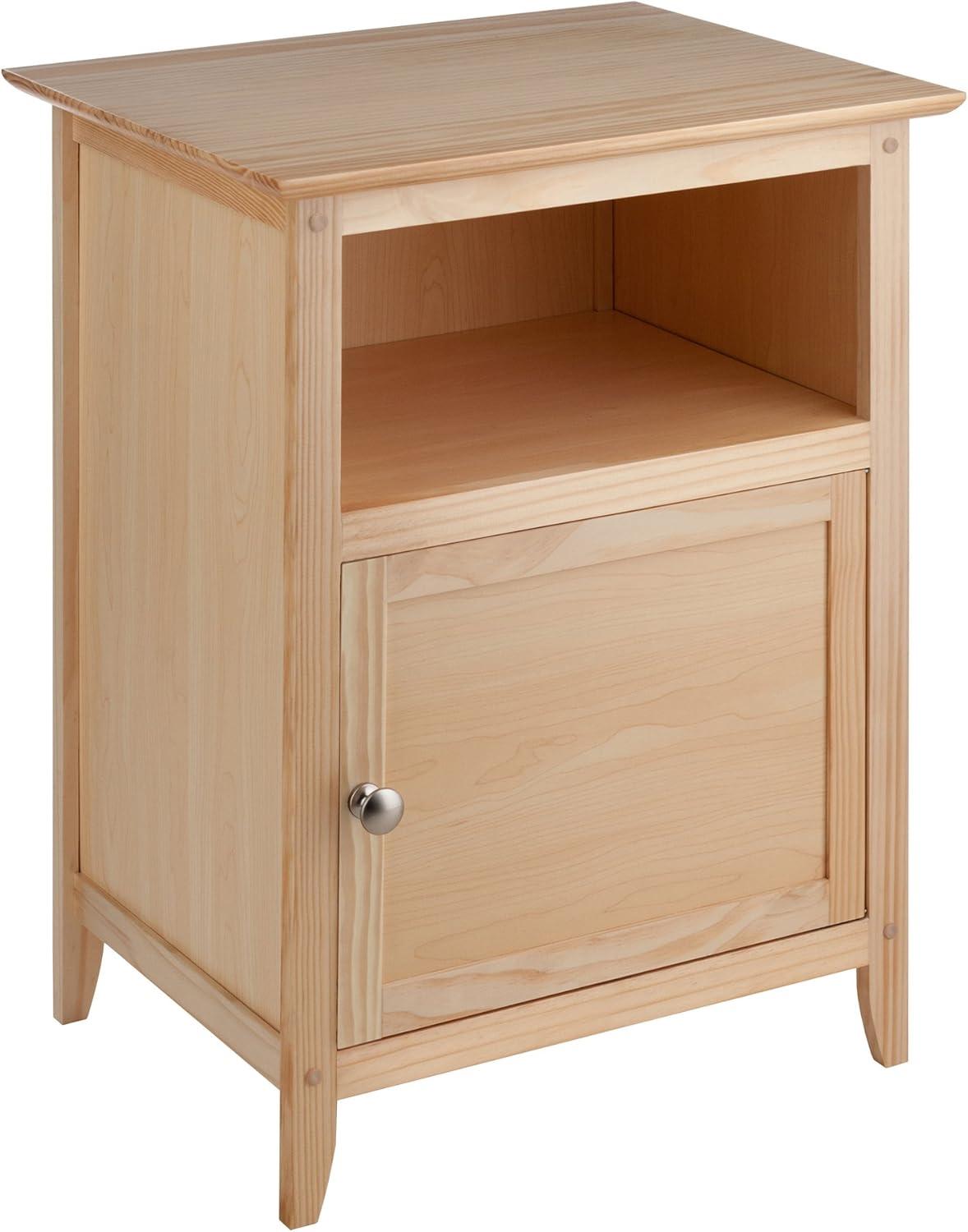 Winsome Henry Nightstand Natural: Bedside Table with Cabinet Door, Wood Veneer, MDF Frame, Assembly Tools Provided