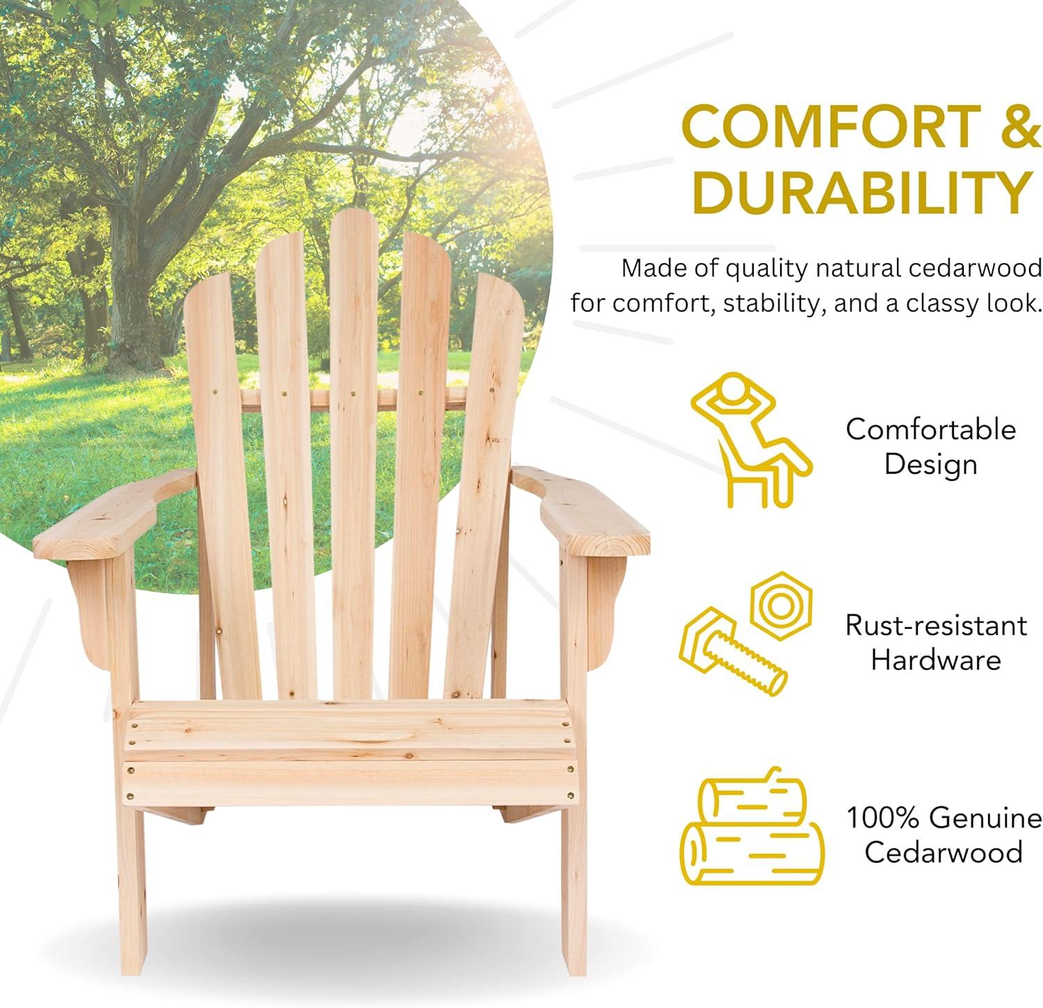 Shine Company Westport Cedarwood Indoor Outdoor Adirondack Chair, Natural