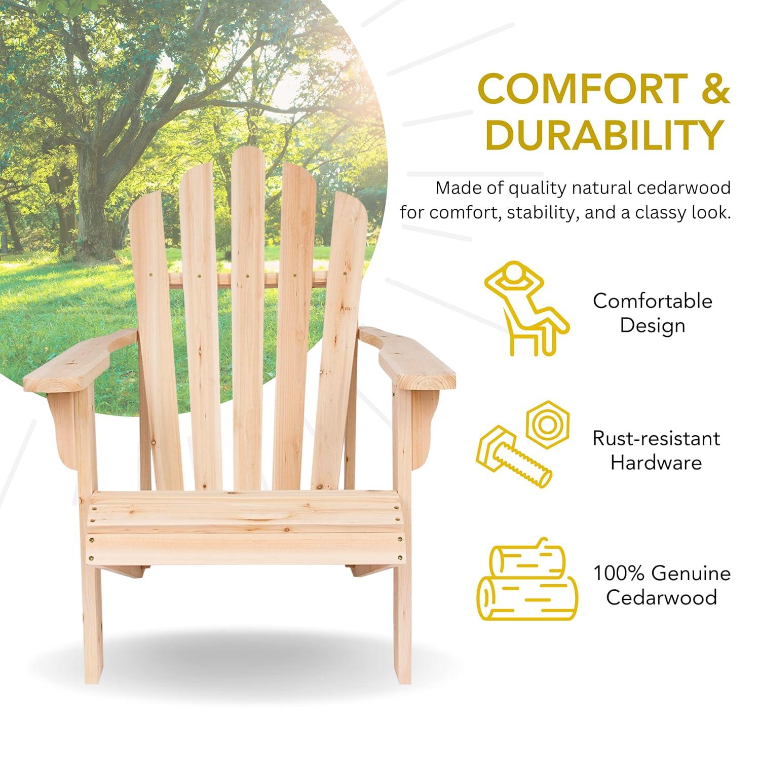 Shine Company Westport Cedarwood Indoor Outdoor Adirondack Chair, Natural