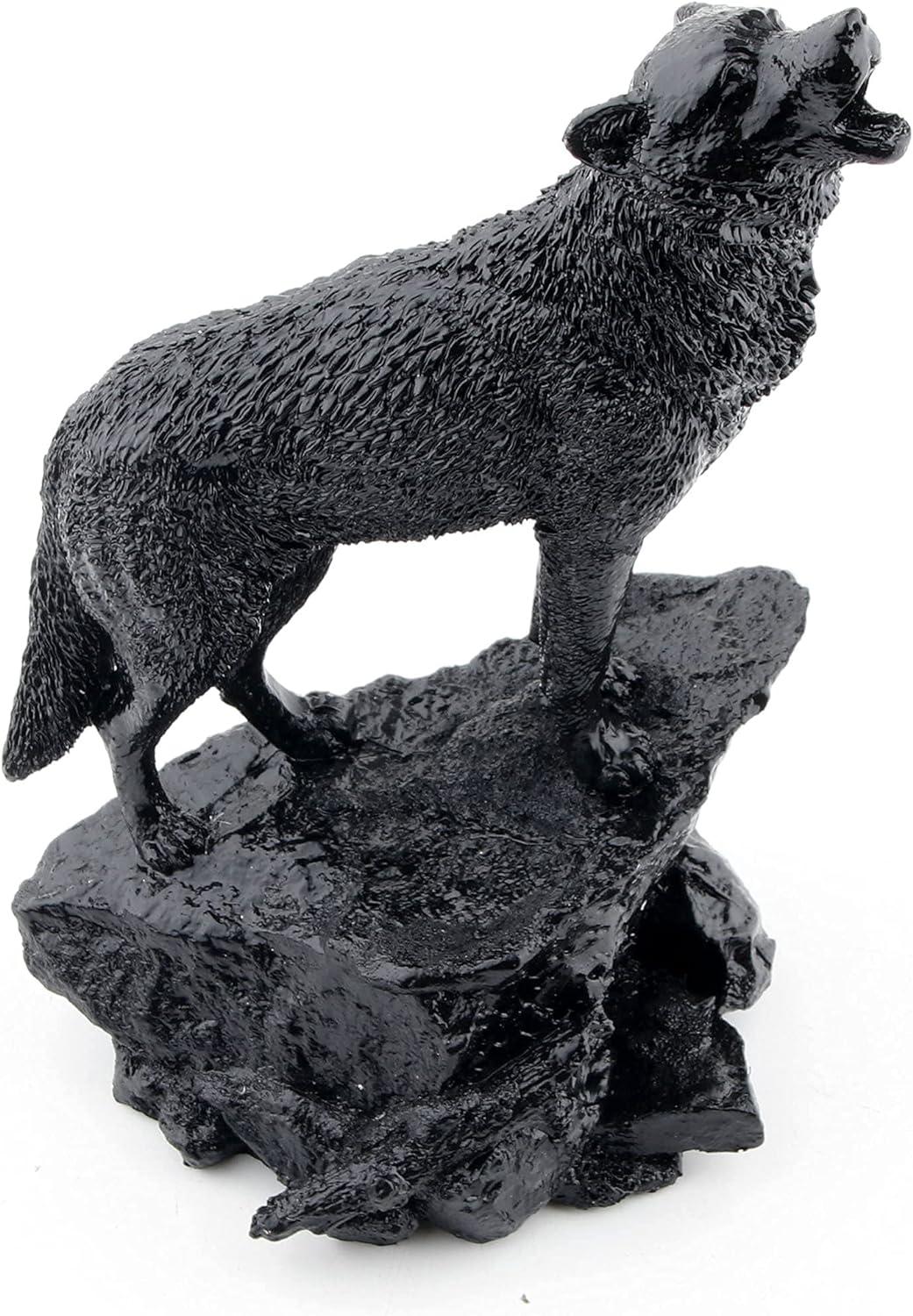 EIMELI Howling Black Wolf Sculpture And Decorative Figurine For Indoor Home Decorative Ornaments