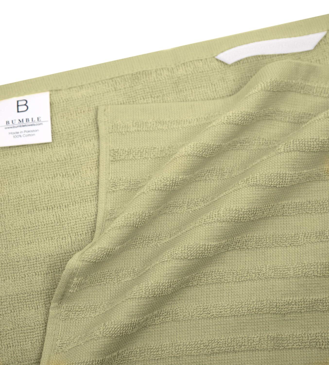 Premium Kitchen Towels (20”x 28”, 6 Pack) | Large Kitchen Hand Towels | Kitchen Towels Cotton | Flat & Terry Towel | Highly Absorbent Tea Towels Set with Hanging Loop | Wide Stripe Sage Green